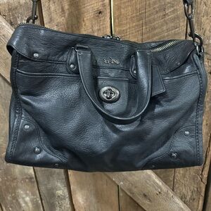 Black studded coach leather crossbody